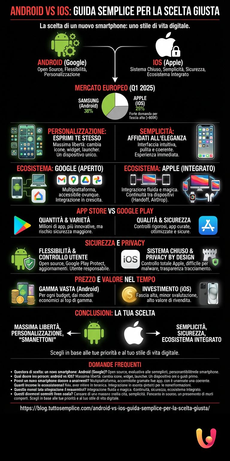 Android vs iOS: Ghid simplu pentru alegerea corectă - Infografic rezumativ
