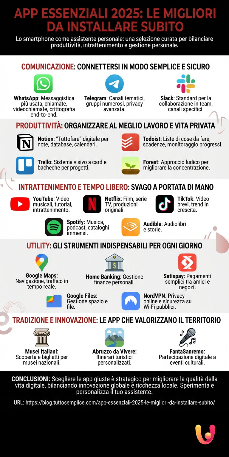 Apps Essenciais 2025: As Melhores para Instalar Agora - Infografia resumida