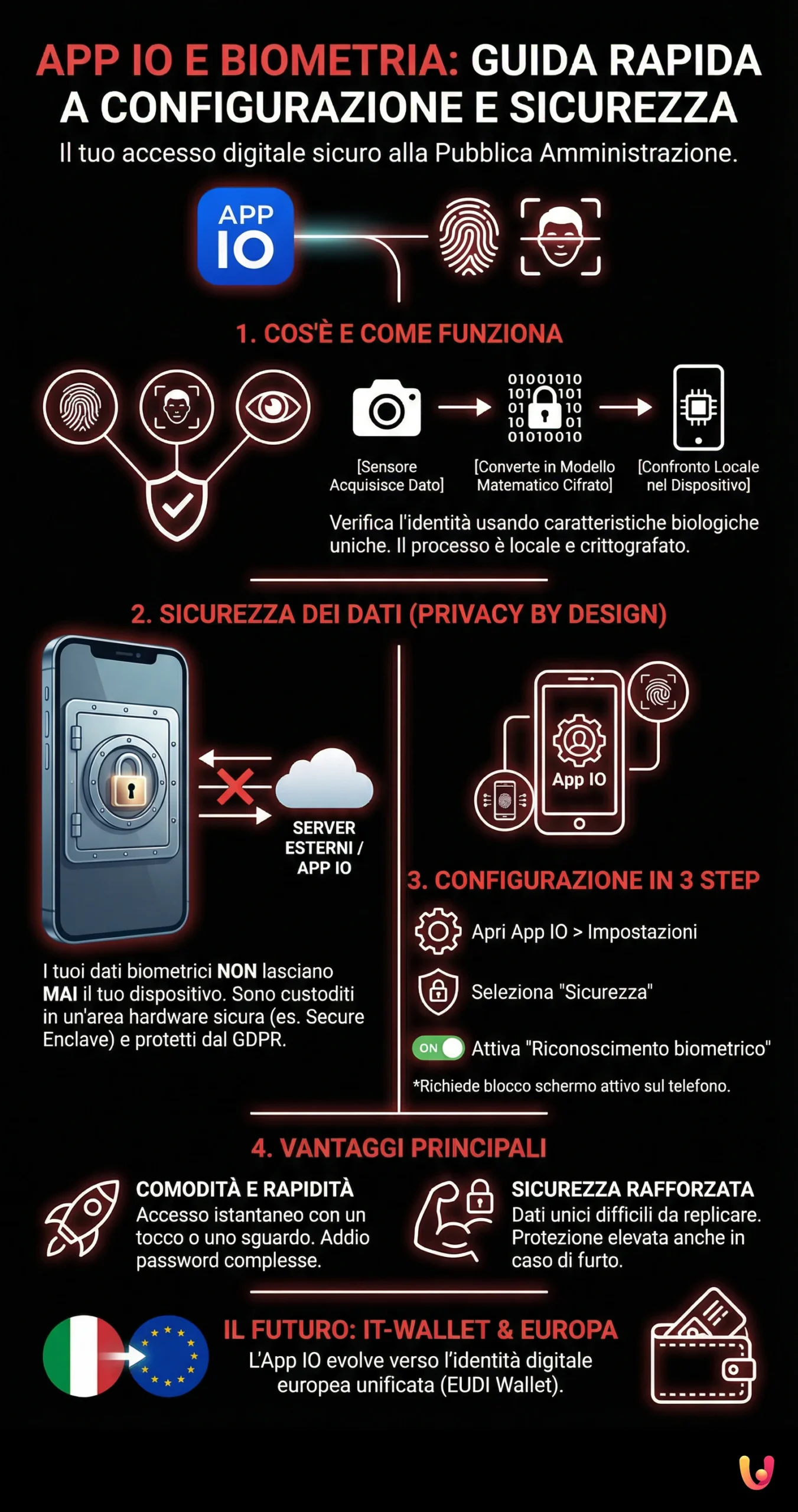 App IO e biometria: la guida a configurazione e sicurezza - Infografica riassuntiva