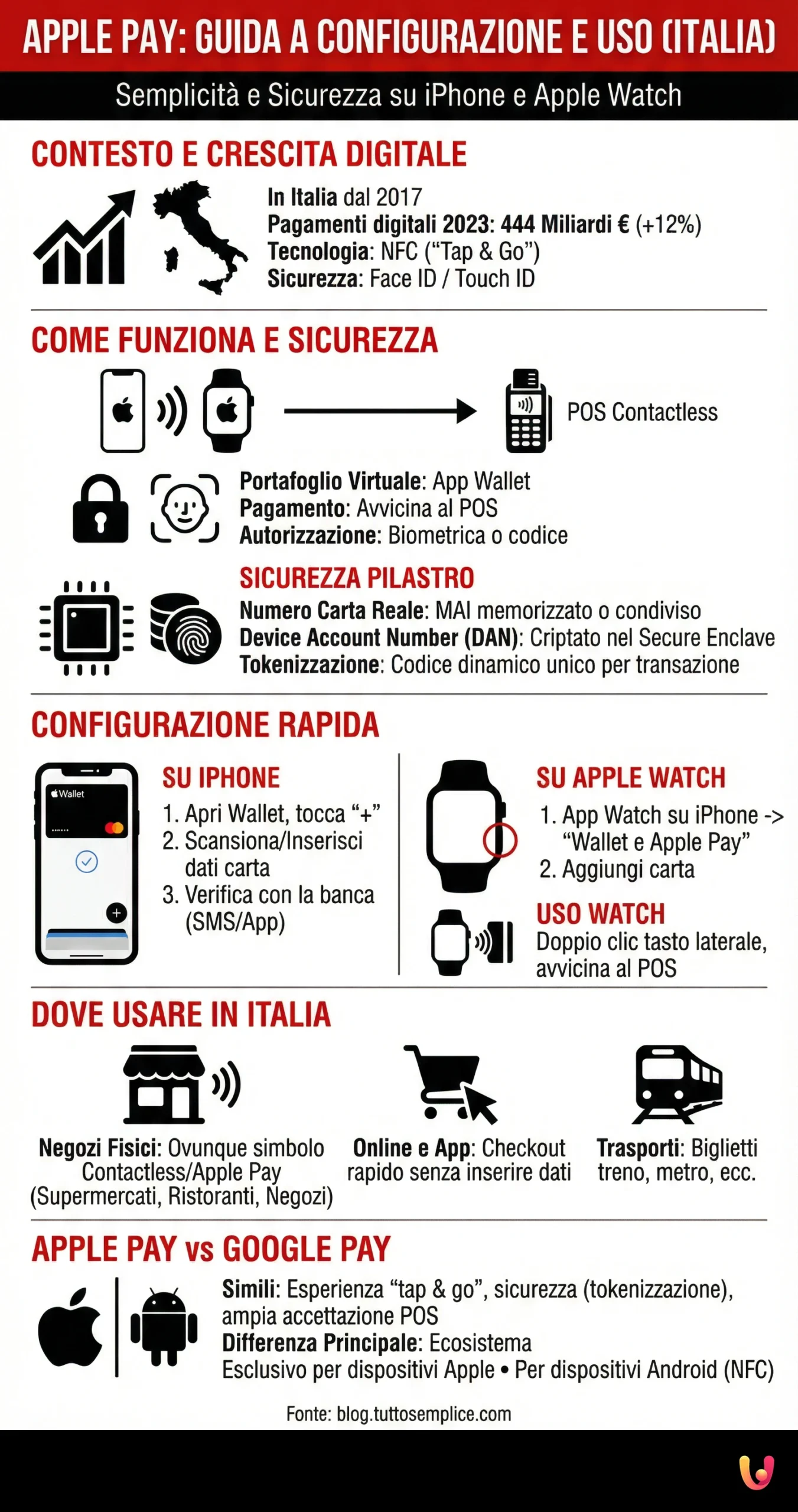 Apple Pay: Ghid de Configurare și Utilizare pe iPhone și Apple Watch - Infografic rezumat