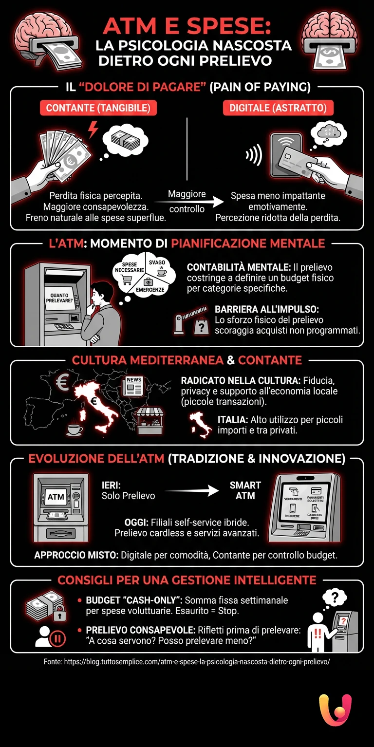ATM e Spese: La Psicologia Nascosta Dietro Ogni Prelievo - Infografica riassuntiva