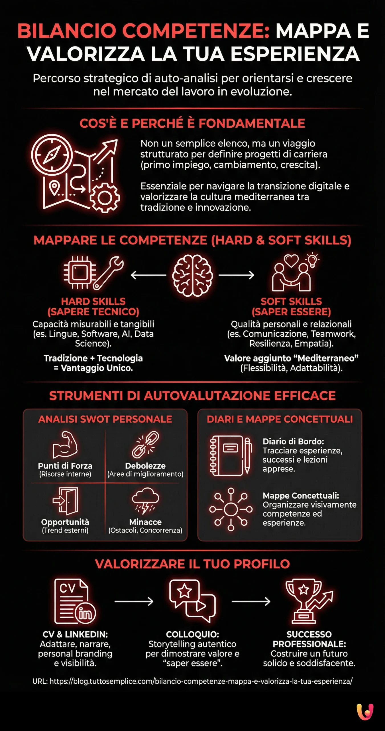 Bilancio Competenze: Mappa e Valorizza la Tua Esperienza - Infografica riassuntiva