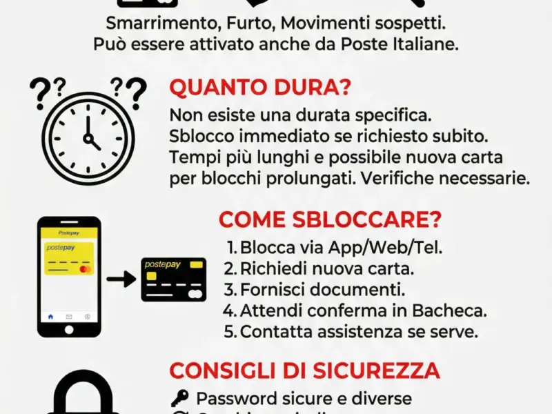 Infografica: Blocco Cautelativo Postepay: Quanto Dura? Guida Completa