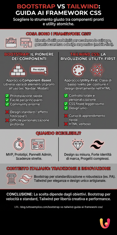 Un Famework Bootstrap vs Tailwind: Guida ai Framework CSS