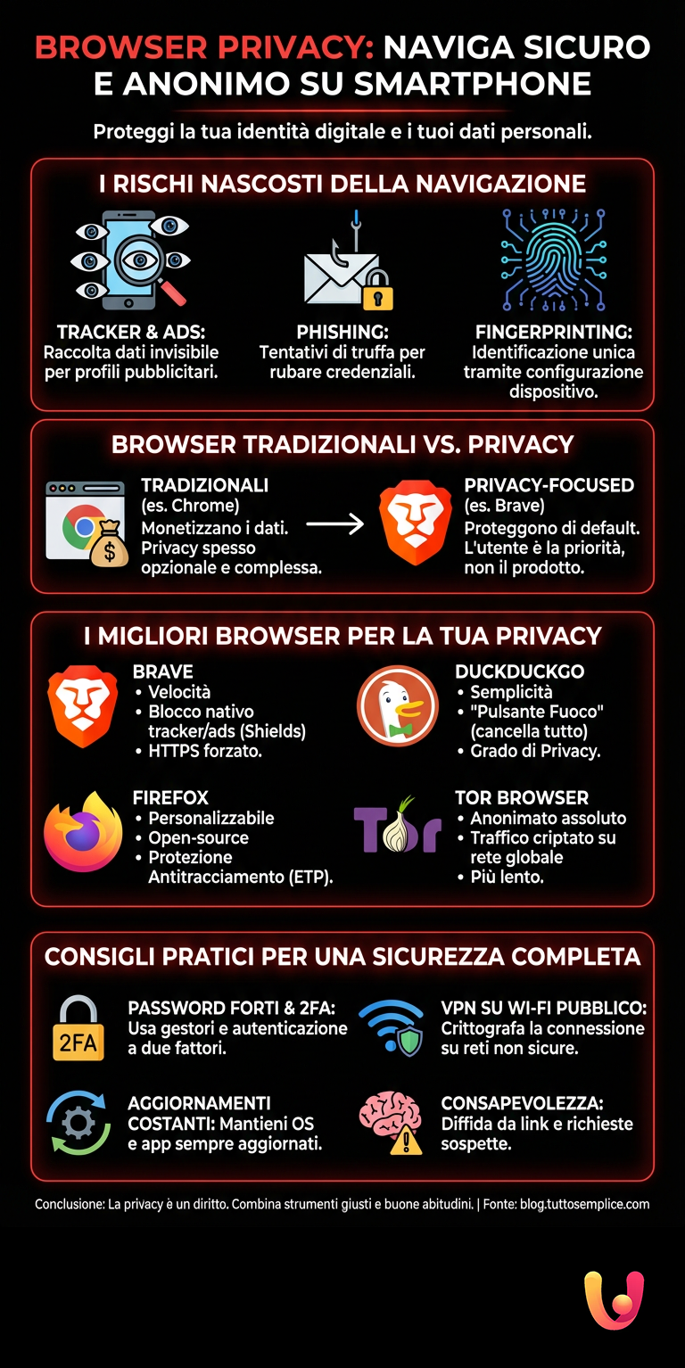 Infografia: Privacidade no Browser: Navegue de Forma Segura e Anónima no Smartphone Privacidade no Browser: Navegue de Forma Segura e Anónima no Smartphone - Infografia de resumo