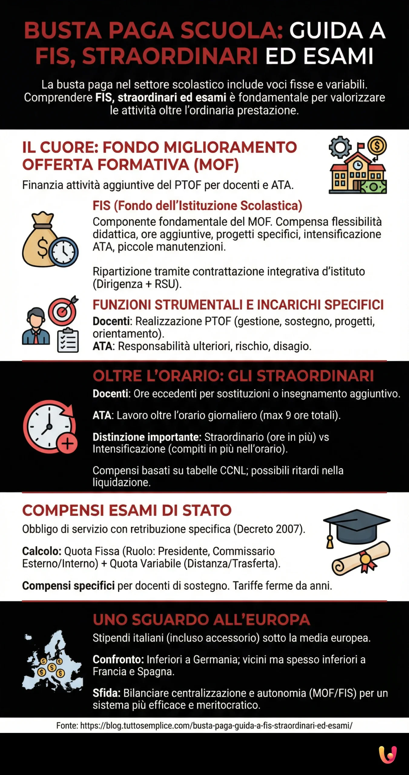 Busta Paga: Guida a FIS, Straordinari ed Esami - Infografica riassuntiva