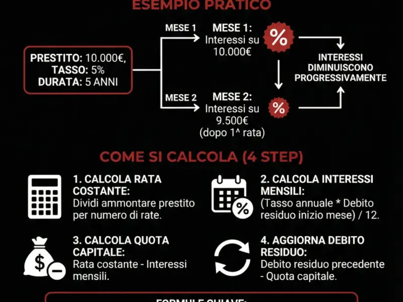 Infografica: Calcolo interessi a scalare: guida completa e formula