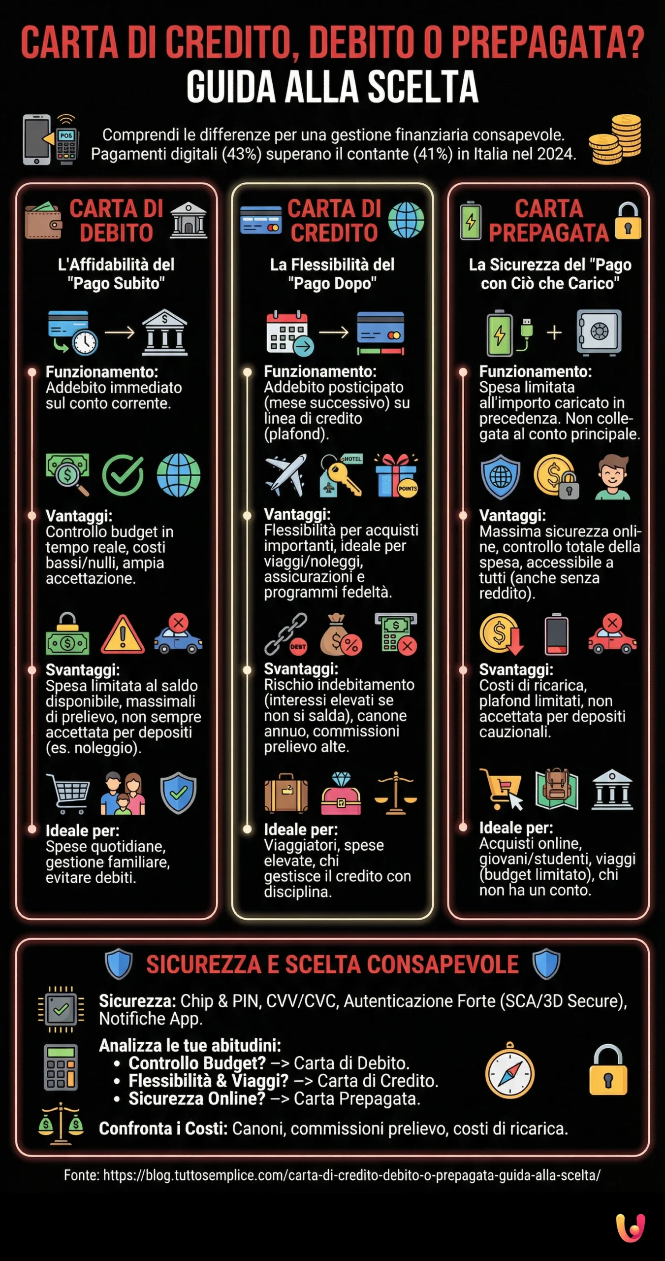 Credit, Debit, or Prepaid Card? A Guide to Choosing - Summary Infographic