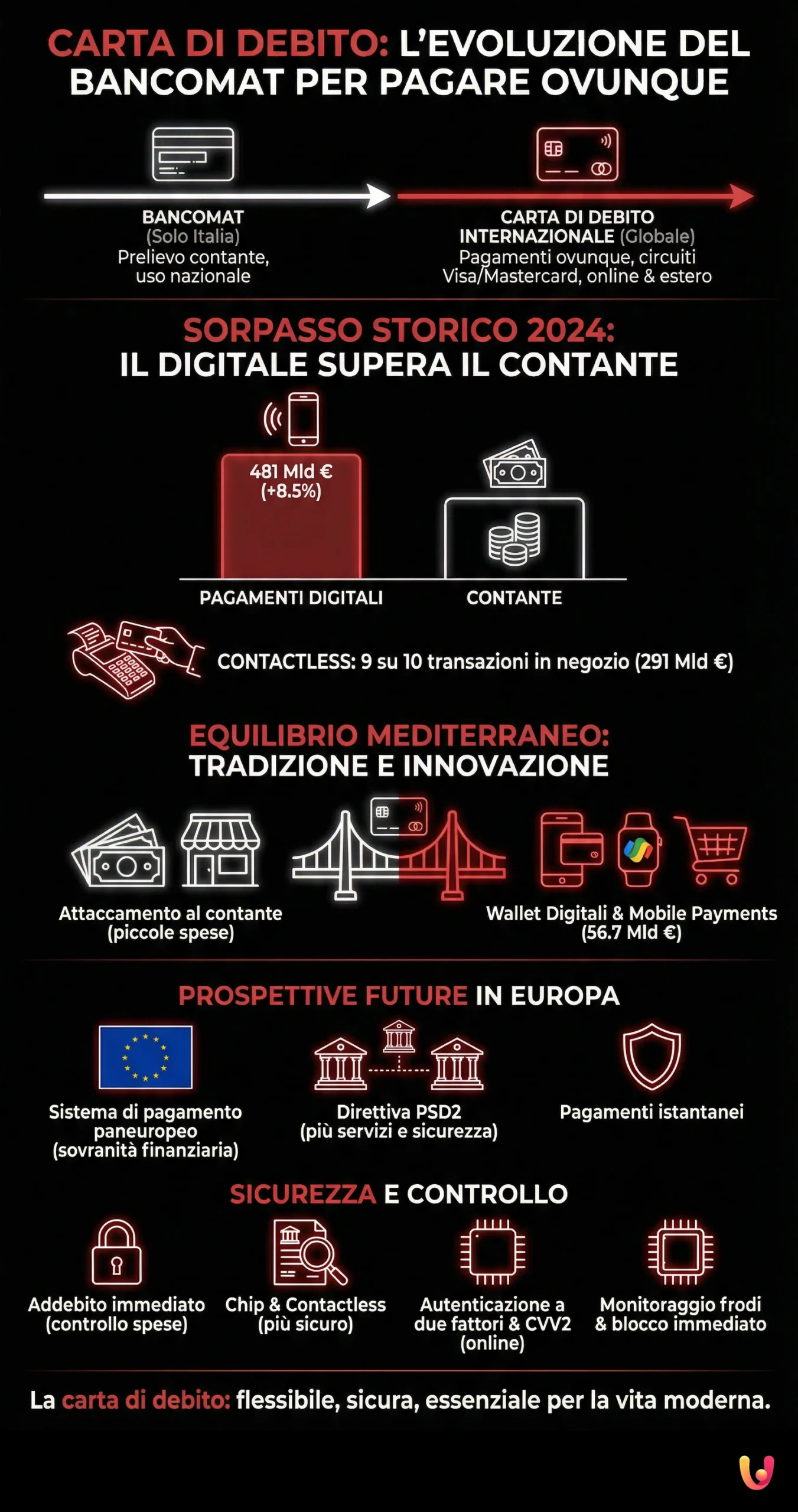 Debitkarte: Die Weiterentwicklung des Bancomat zum universellen Zahlungsmittel - Zusammenfassende Infografik