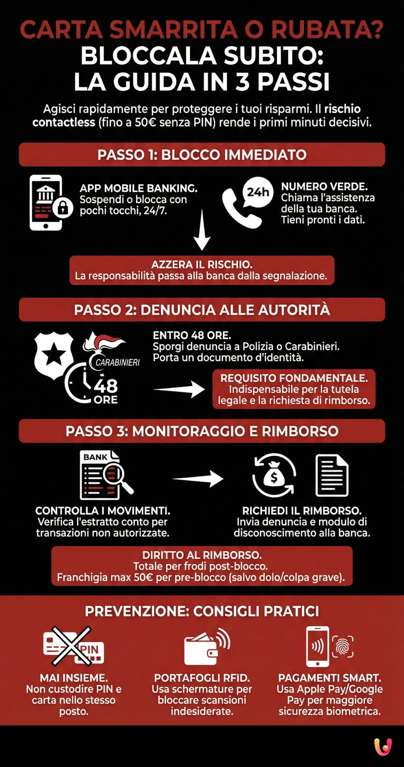 Card pierdut sau furat? Blochează-l imediat: ghidul &icirc;n 3 pași - Infografic rezumativ