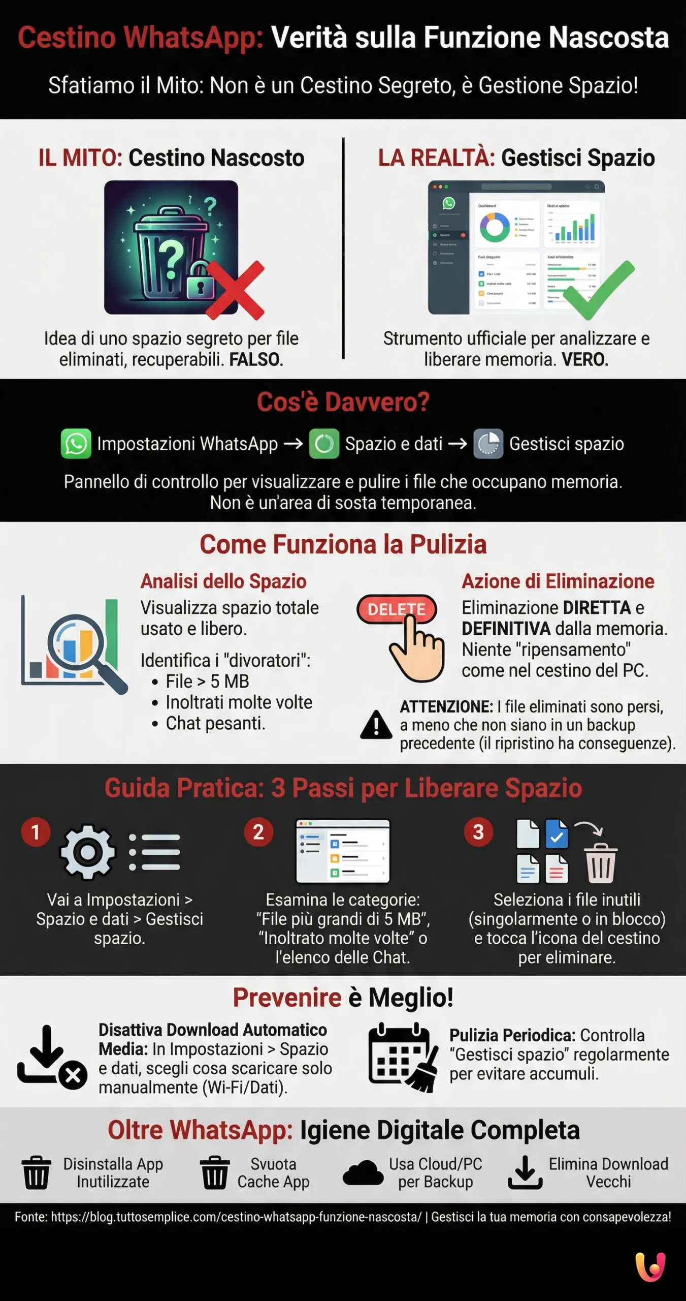 Caixote do Lixo WhatsApp: Verdade sobre a Fun&ccedil;&atilde;o Oculta - Infografia de resumo