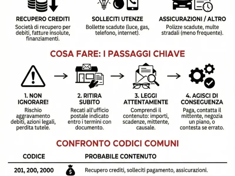 Infografica: Codice Raccomandata 201: informati su questo Avviso di Giacenza