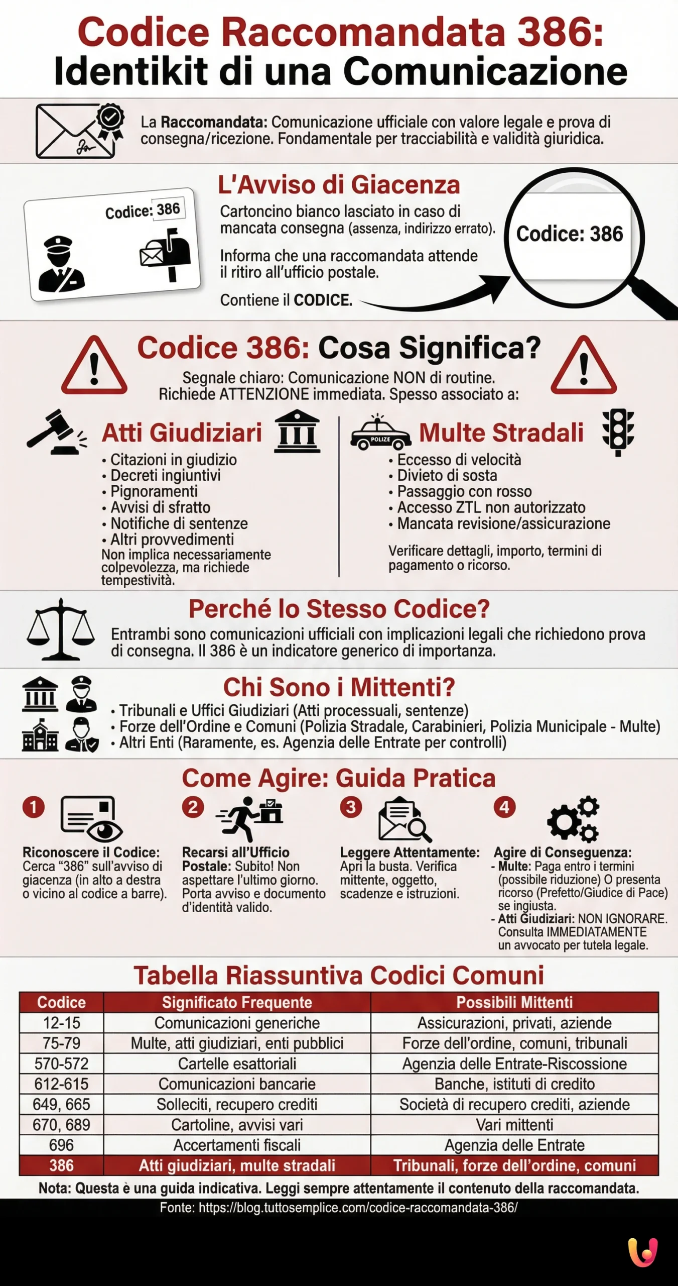 Codice Raccomandata 386: Identikit di una Comunicazione - Infografica riassuntiva