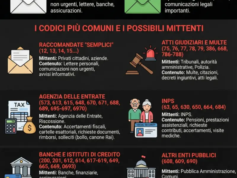 Infografica: Codici Raccomandata: Guida per Scoprire Chi ti ha Scritto