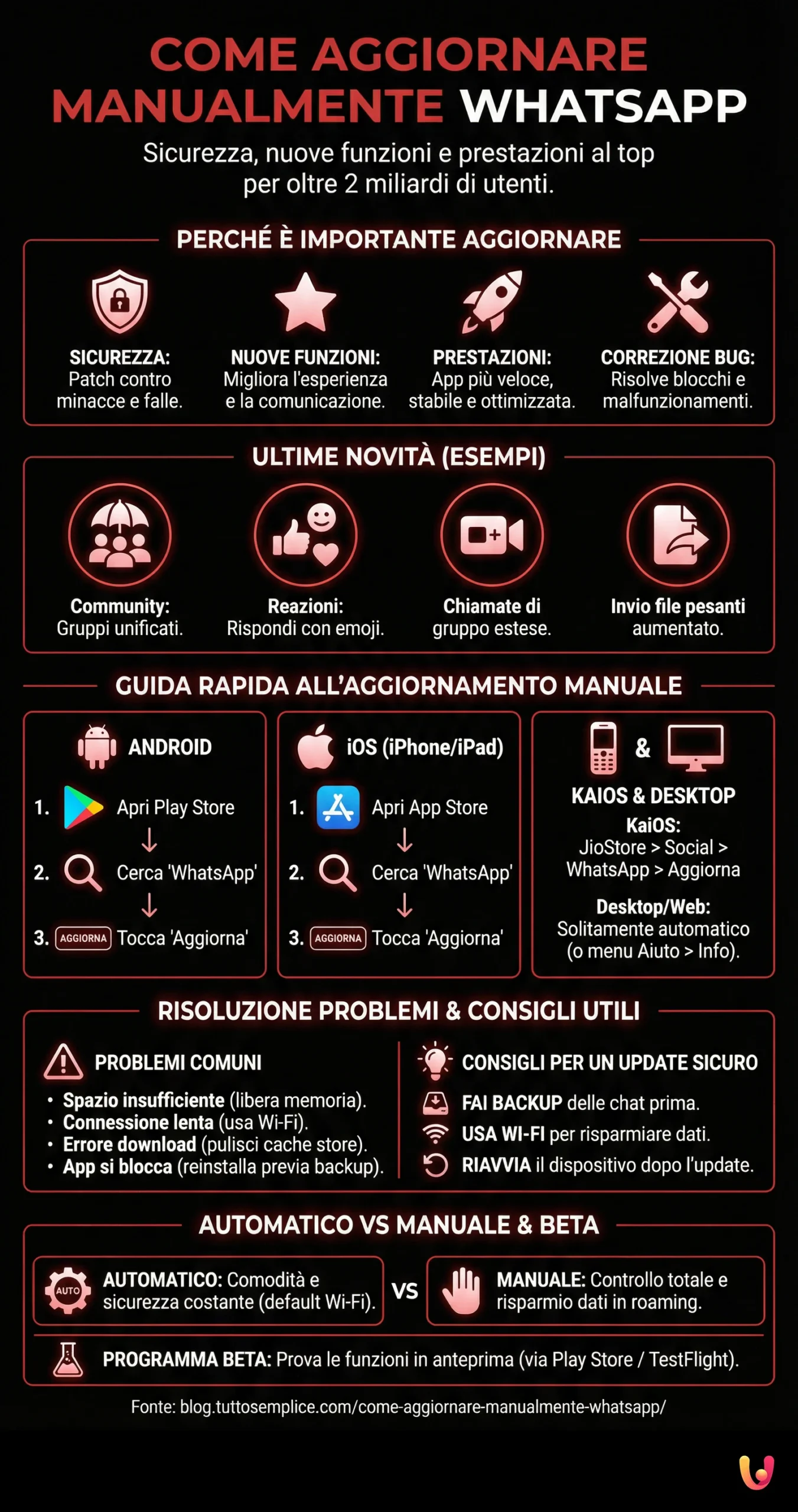 Como atualizar manualmente o WhatsApp - Infografia de resumo
