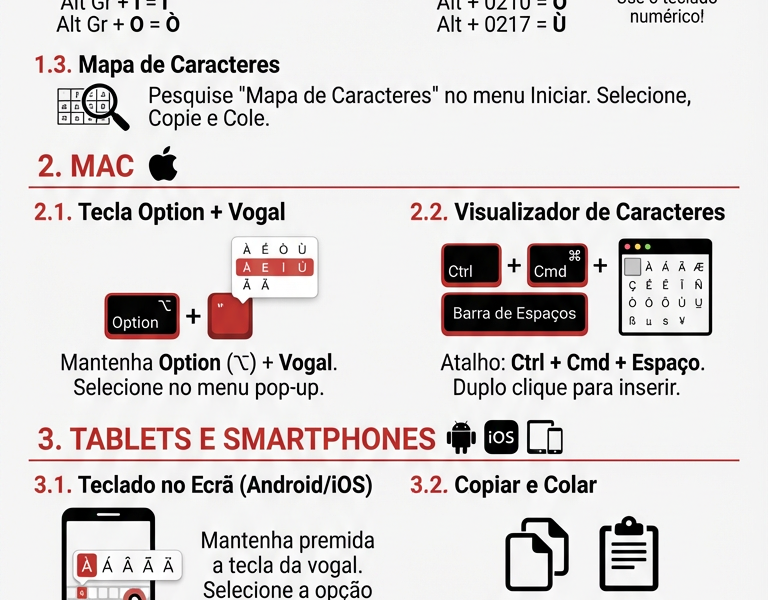 Infografica: Como Digitar as Vogais Mai&uacute;sculas Acentuadas: &Agrave; &Egrave; &Igrave; &Ograve; &Ugrave;