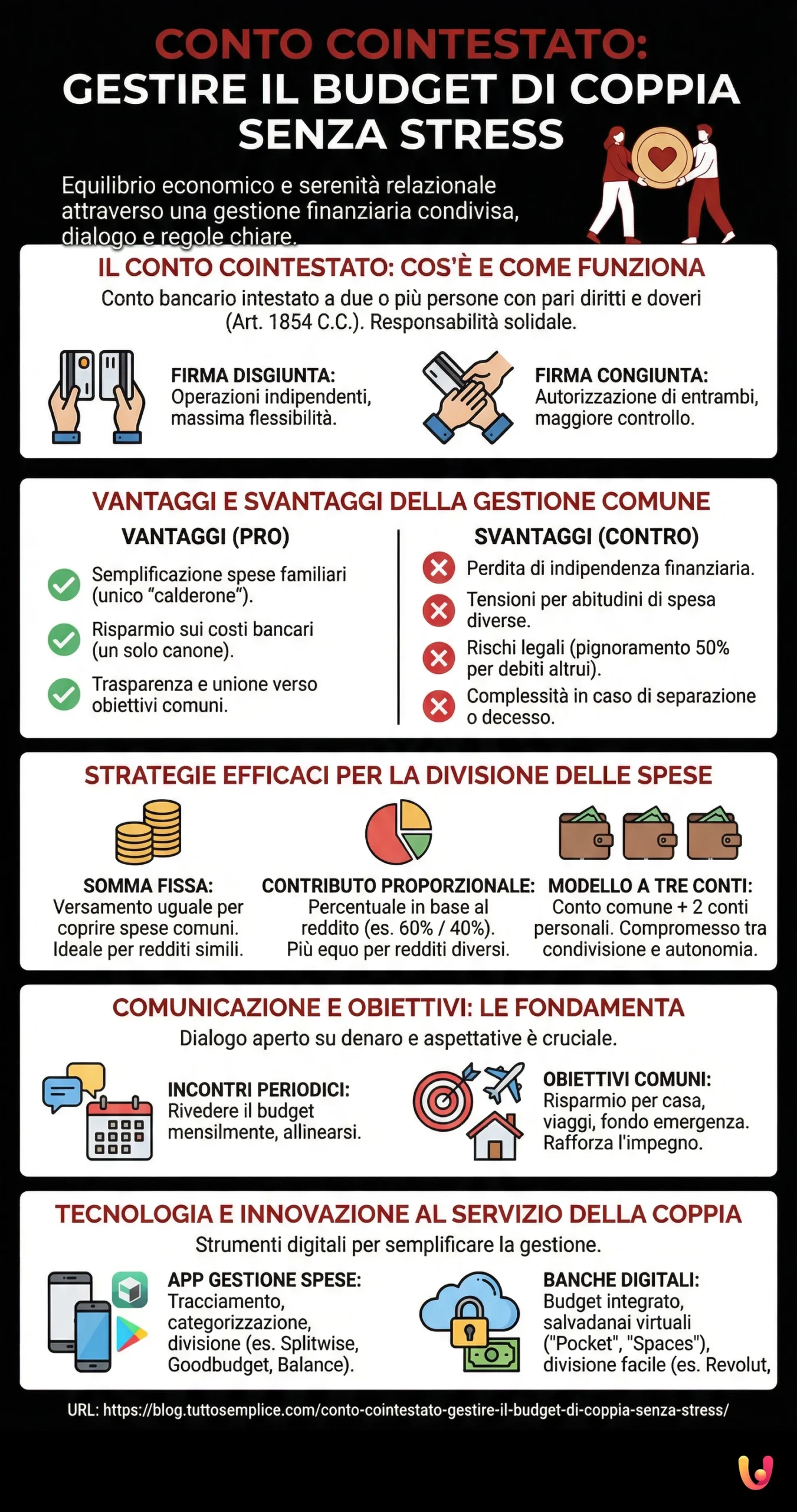 Conto Cointestato: Gestire il Budget di Coppia Senza Stress - Infografica riassuntiva