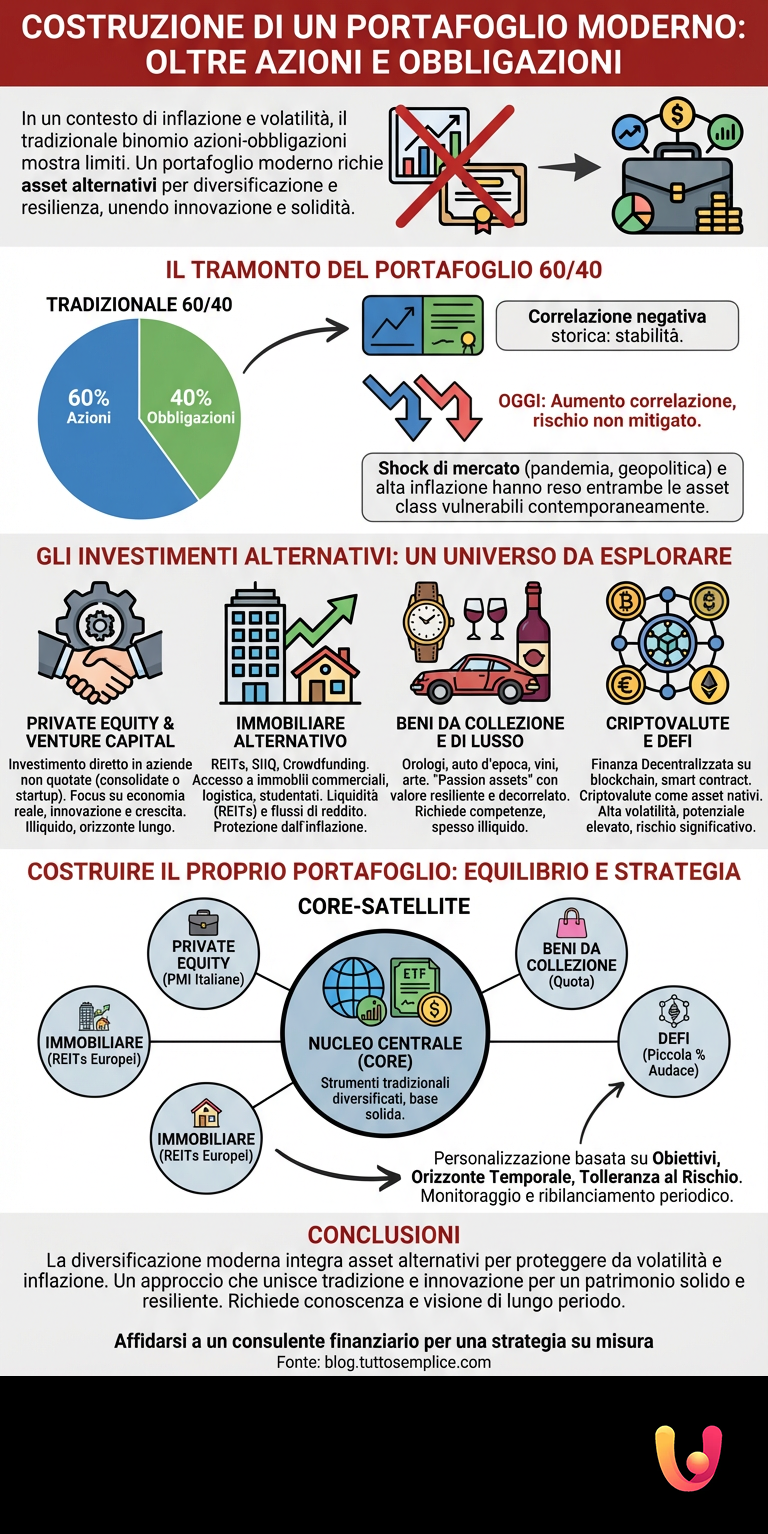 Costruzione di un Portafoglio Moderno: Oltre Azioni e Obbligazioni - Infografica riassuntiva
