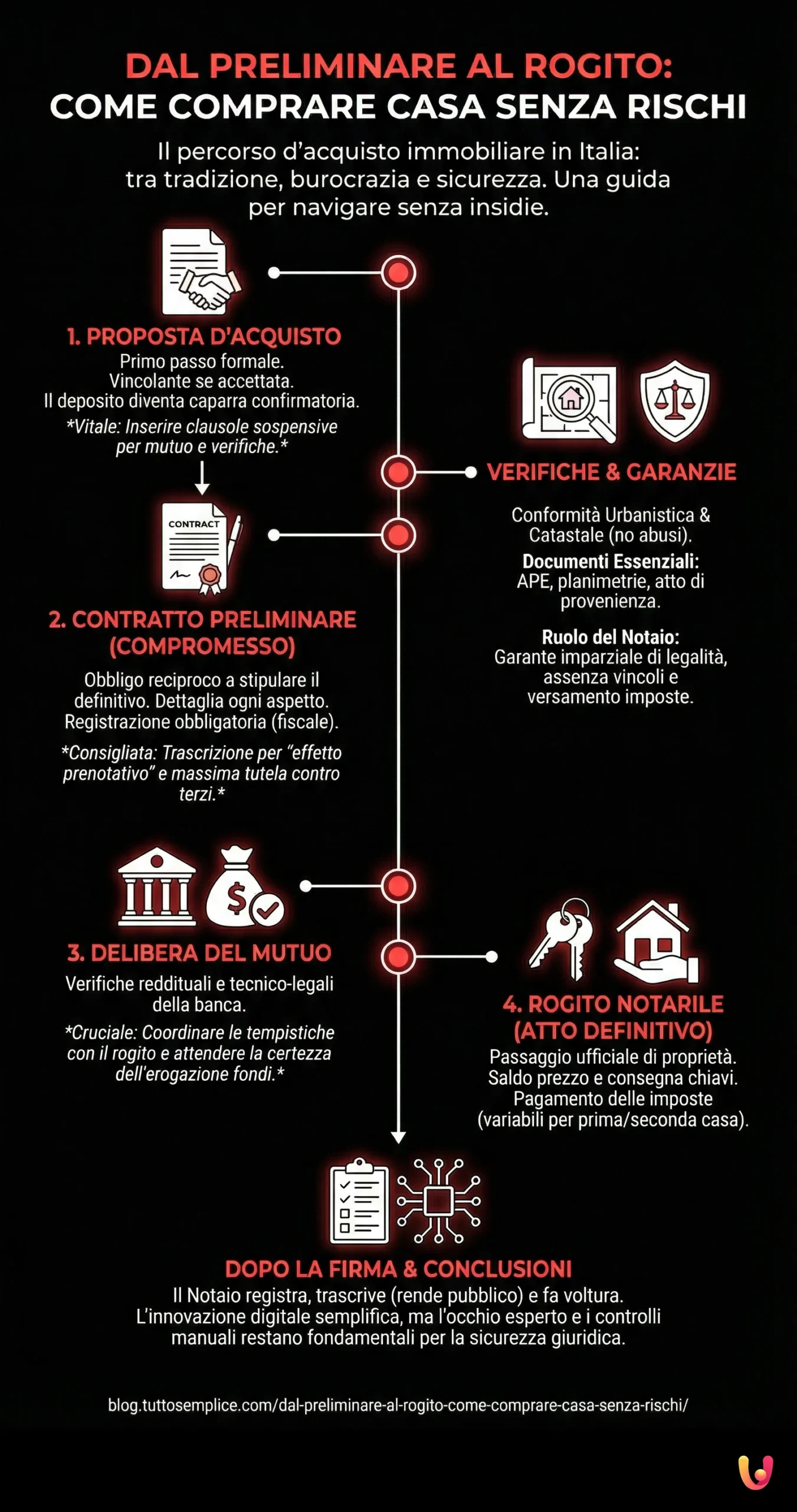 Dal Preliminare al Rogito: Come Comprare Casa Senza Rischi - Infografica riassuntiva