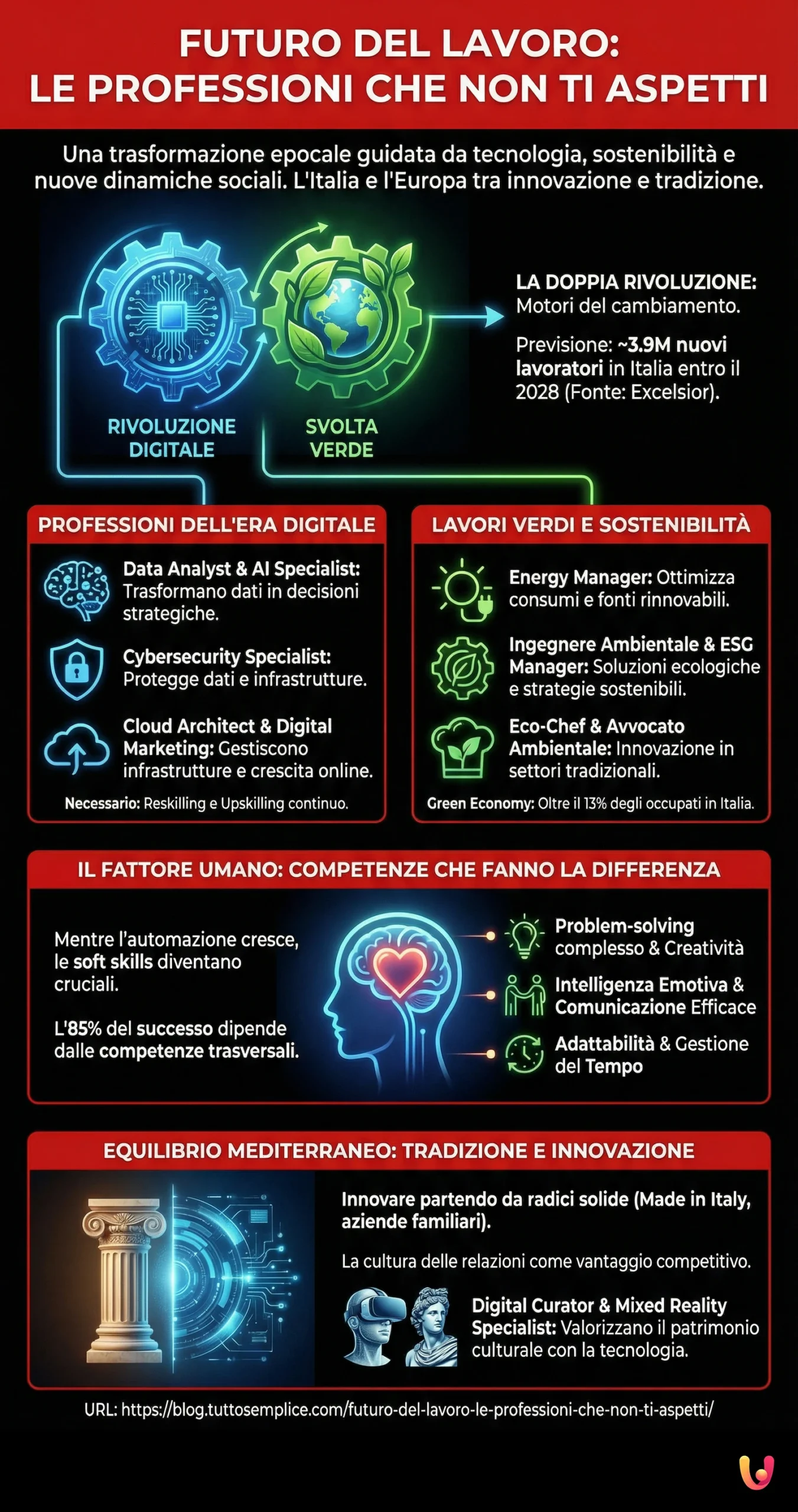 Futuro del Lavoro: le professioni che non ti aspetti - Infografica riassuntiva