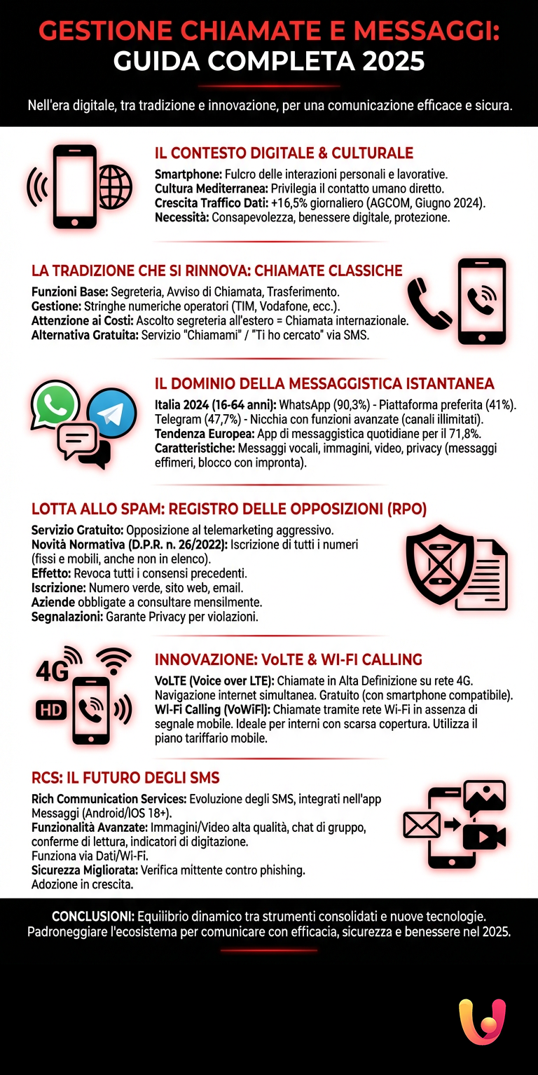 Gest&atilde;o de Chamadas e Mensagens: Guia Completo 2025 - Infografia resumida