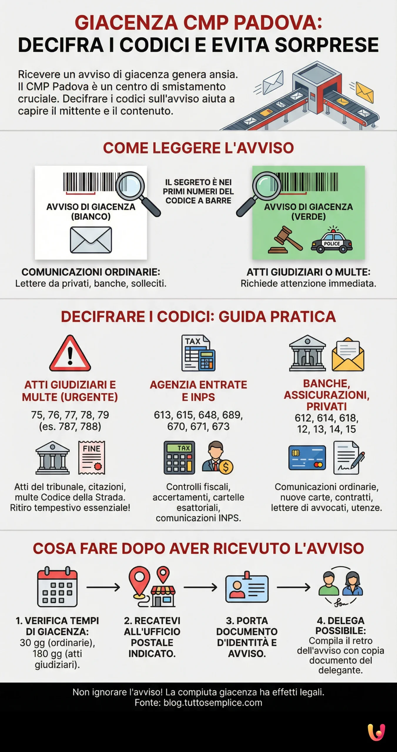 Giacenza CMP Padova: Decifra i codici e evita sorprese - Infografica riassuntiva