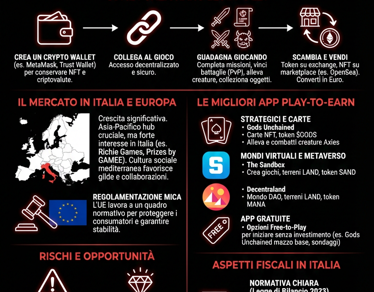 Infografica: Guadagnare Giocando: Guida Completa alle App Play - to - Earn 2025