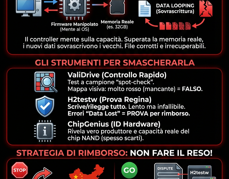 Infografica: Hard Disk 256TB: Come Smascherare la Truffa e Avere il Rimborso