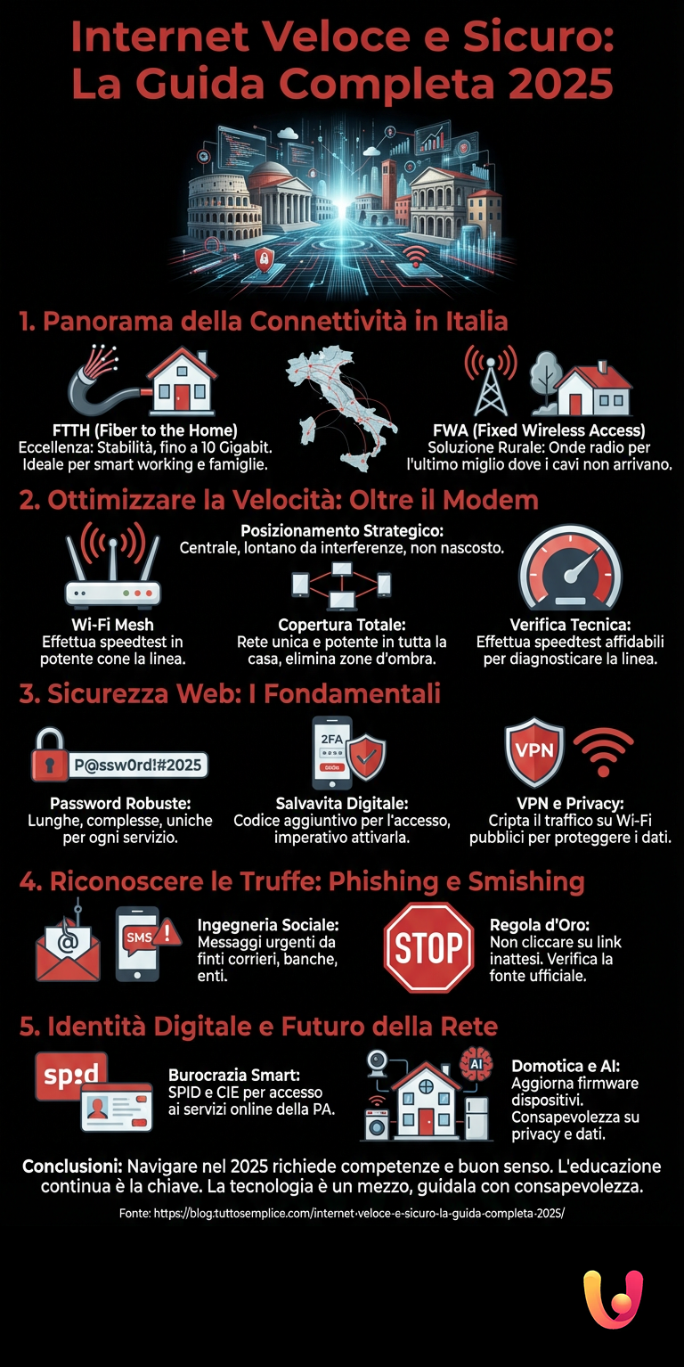 Internet Veloce e Sicuro: La Guida Completa 2025 - Infografica riassuntiva