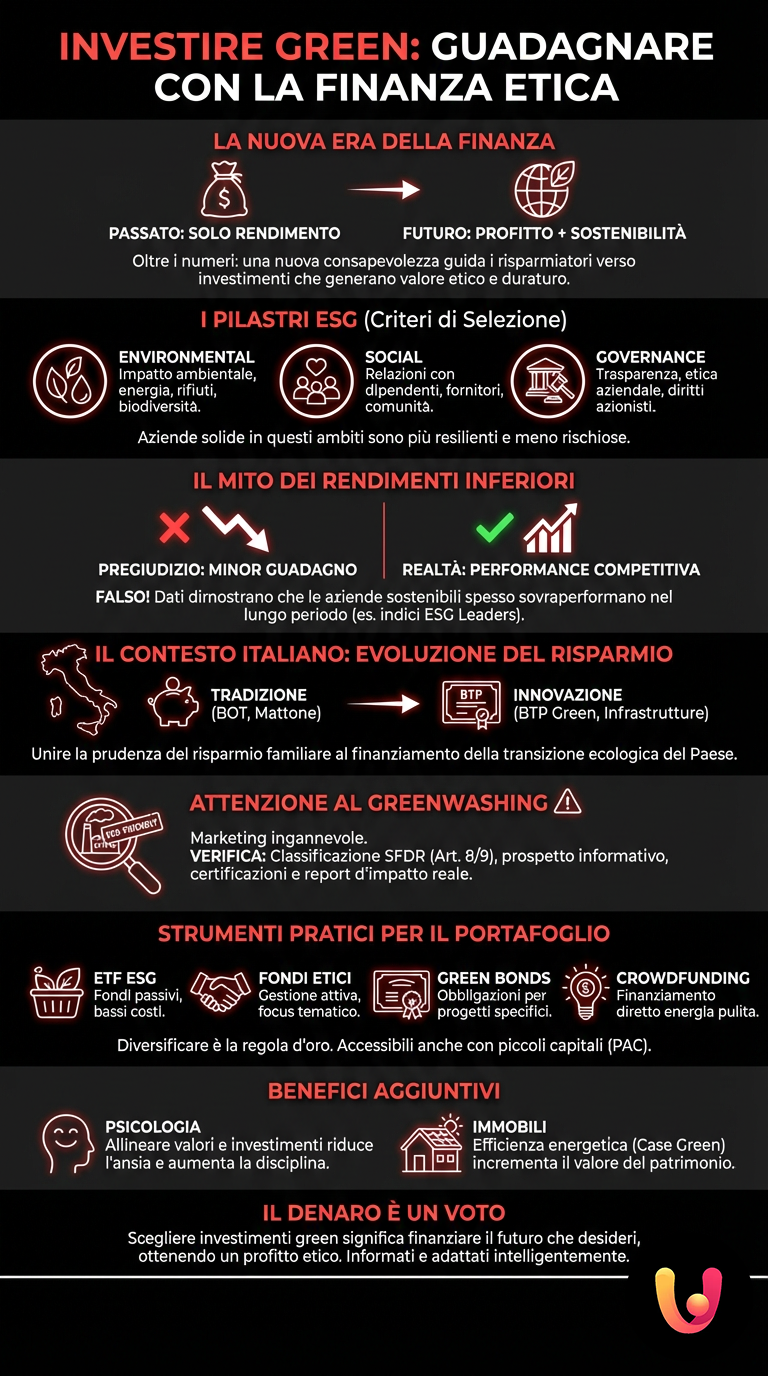 Investiții Verzi: Cum să C&acirc;știgi cu Finanțele Etice - Infografic rezumativ