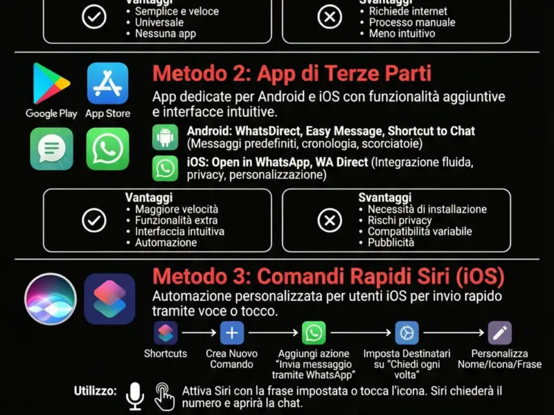 Infografica: Inviare messaggio WhatsApp senza Salvare il Numero