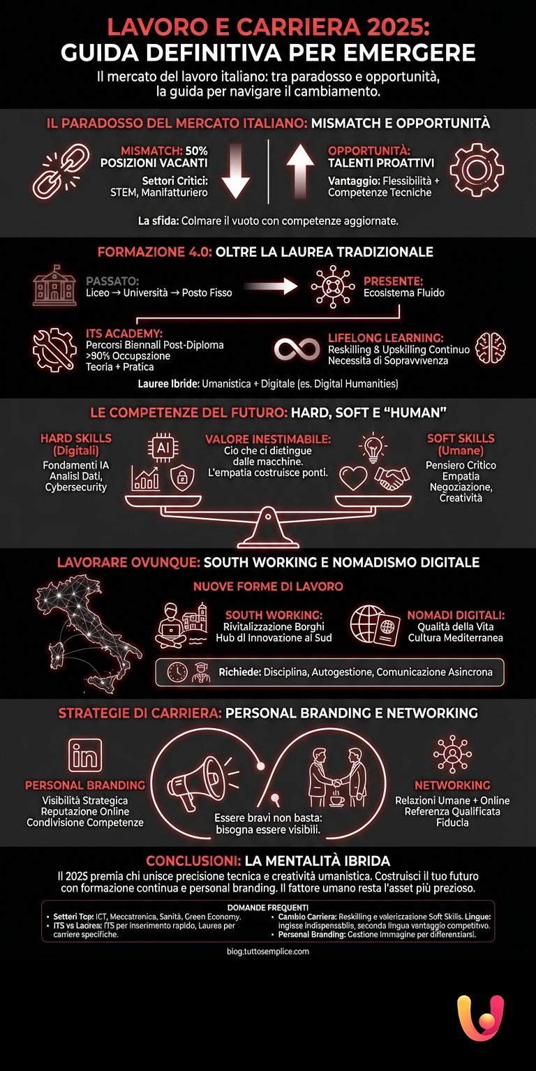 Lavoro e Carriera 2025: Guida Definitiva per Emergere - Infografica riassuntiva