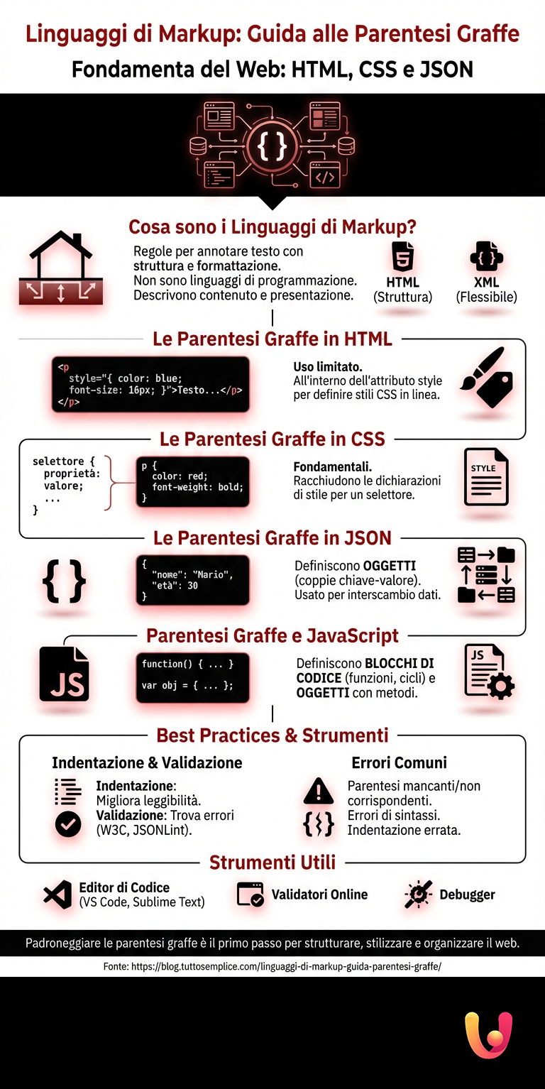 Lenguajes de Marcado: Gu&iacute;a para Principiantes sobre las Llaves - Infograf&iacute;a resumen