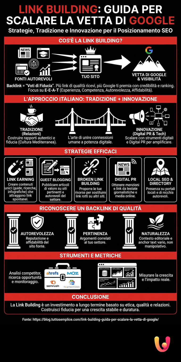 Link Building: Guida per Scalare la Vetta di Google - Infografica riassuntiva