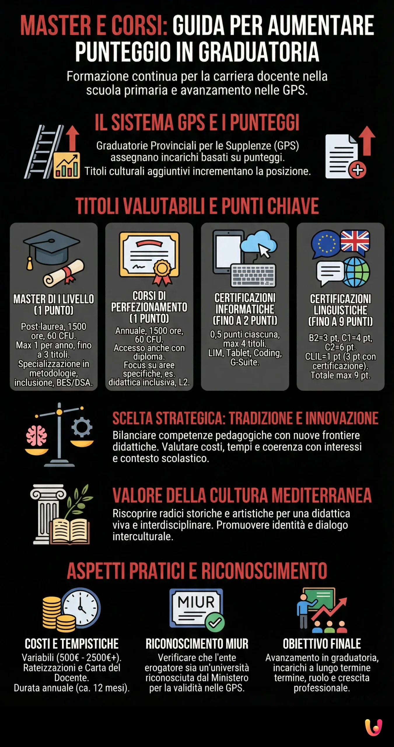 Master e Corsi: Guida per Aumentare Punteggio in Graduatoria - Infografica riassuntiva