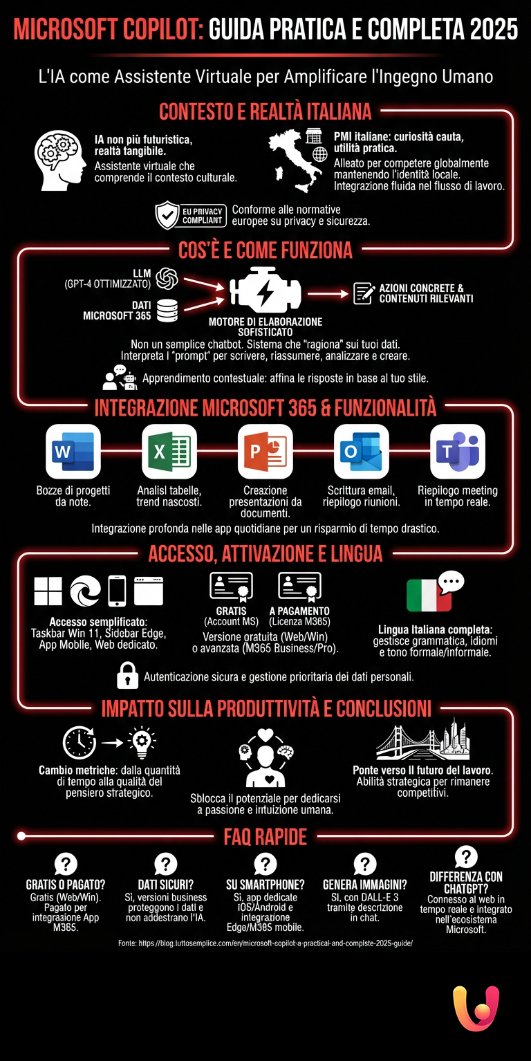 Microsoft Copilot: A Practical and Complete 2025 Guide - Infografica riassuntiva