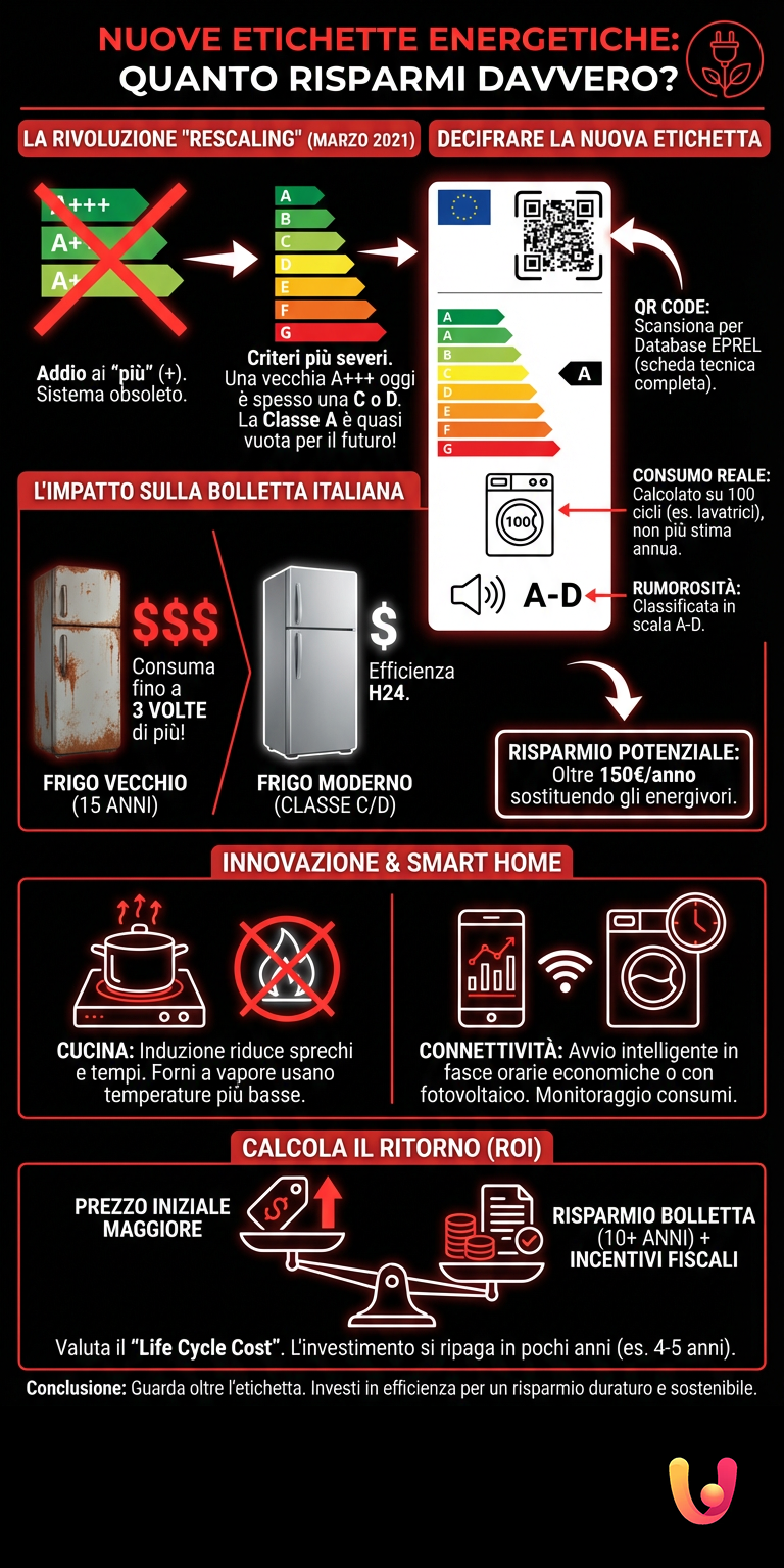Nuove Etichette Energetiche: Quanto Risparmi Davvero? - Infografica riassuntiva