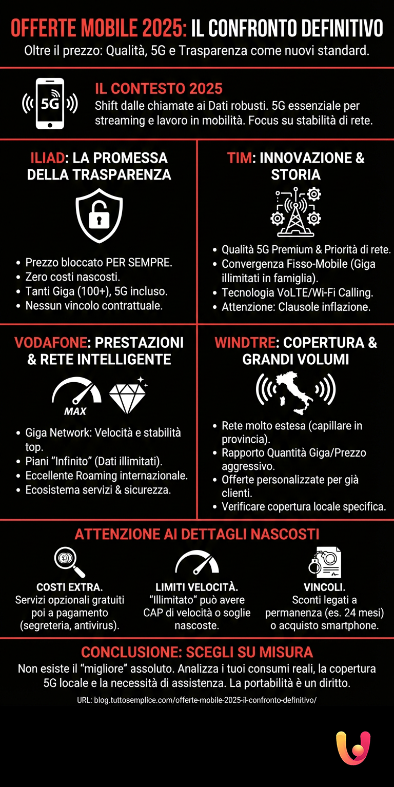 Offerte Mobile 2025: Il Confronto Definitivo - Infografica riassuntiva