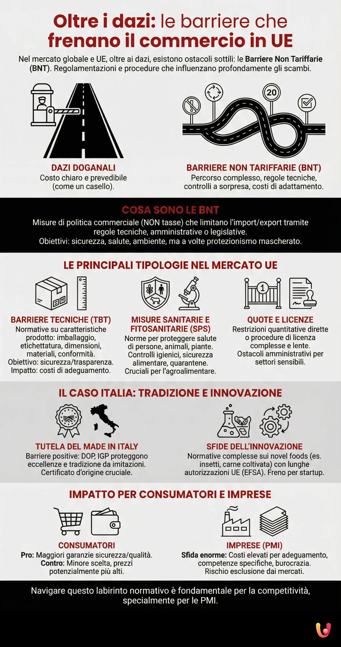 Oltre i dazi: le barriere che frenano il commercio in UE - Infografica riassuntiva