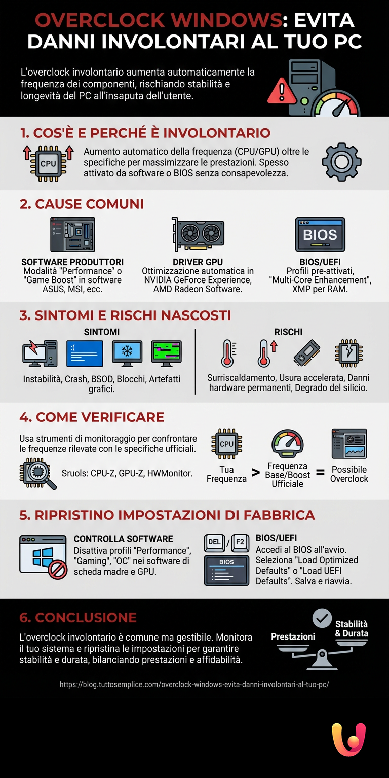 Overclock Windows: Evita Danni Involontari al Tuo PC - Infografica riassuntiva
