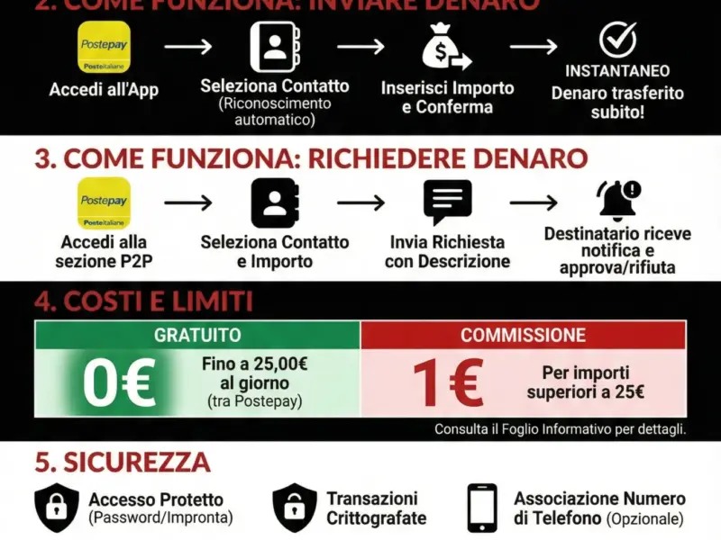Infografica: P2P Postepay: la Guida Completa al Servizio di Poste Italiane