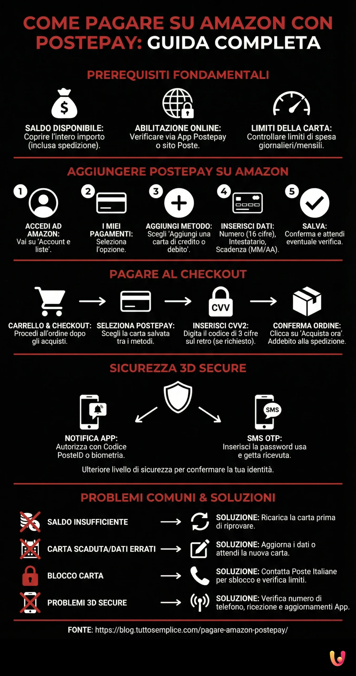 Come Pagare su Amazon con Postepay: Guida Completa - Infografica riassuntiva