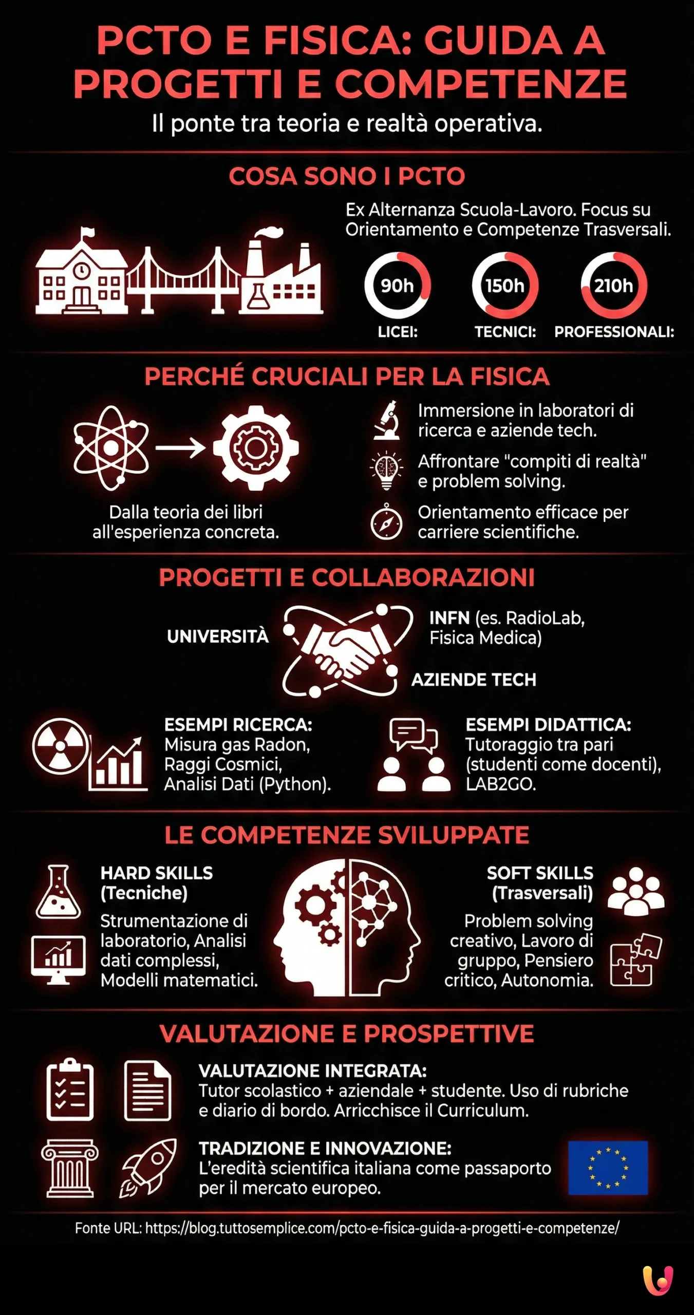 PCTO e Fisica: Guida a progetti e competenze - Infografica riassuntiva