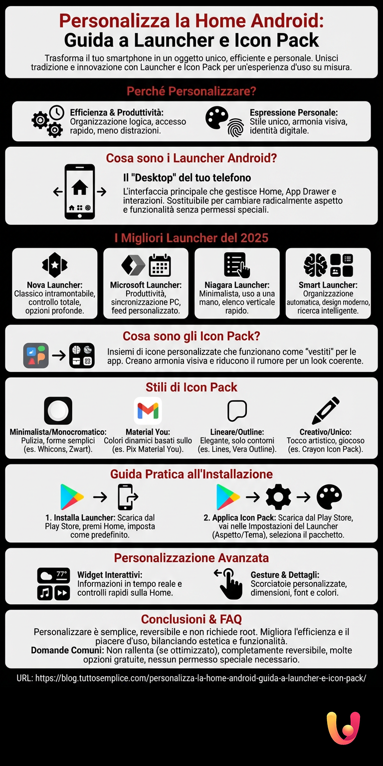 Personalize o Ecr&atilde; Inicial Android: Guia de Launchers e Packs de &Iacute;cones - Infografia de resumo