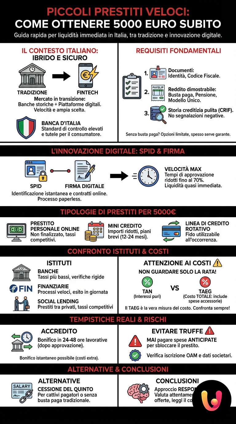 Piccoli Prestiti Veloci: Come Ottenere 5000 Euro Subito - Infografica riassuntiva
