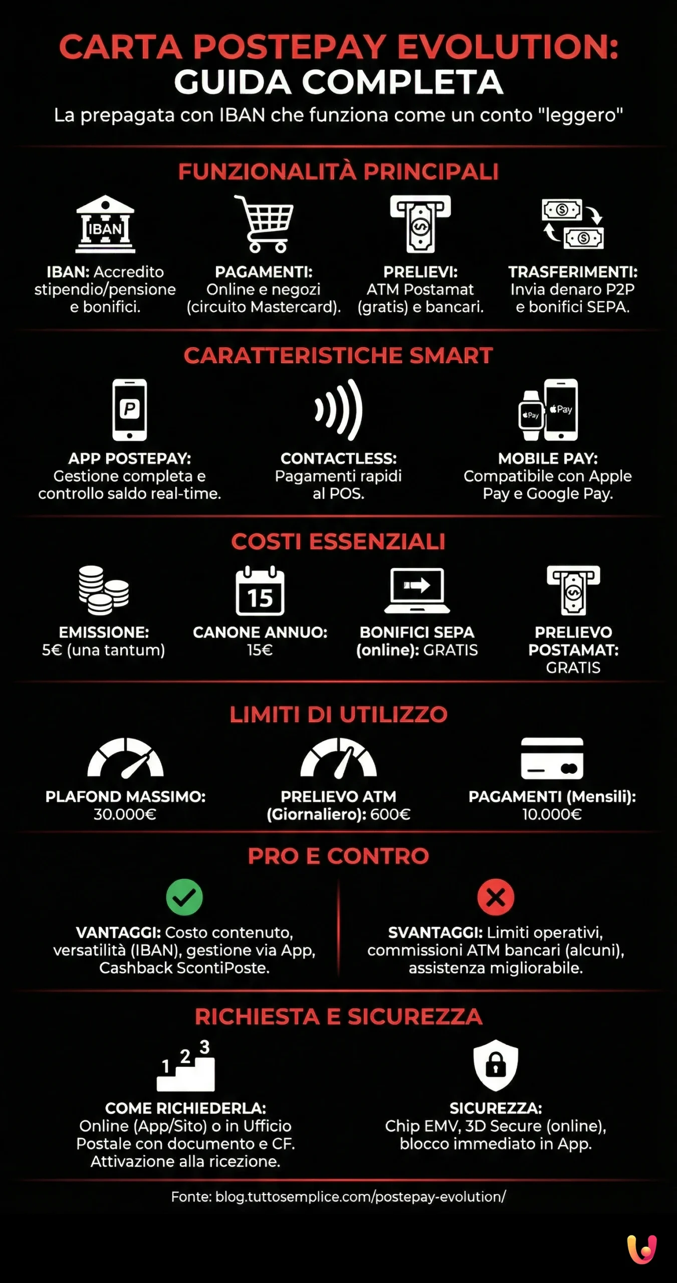 Carta Postepay Evolution: Guida Completa e Aggiornata - Infografica riassuntiva