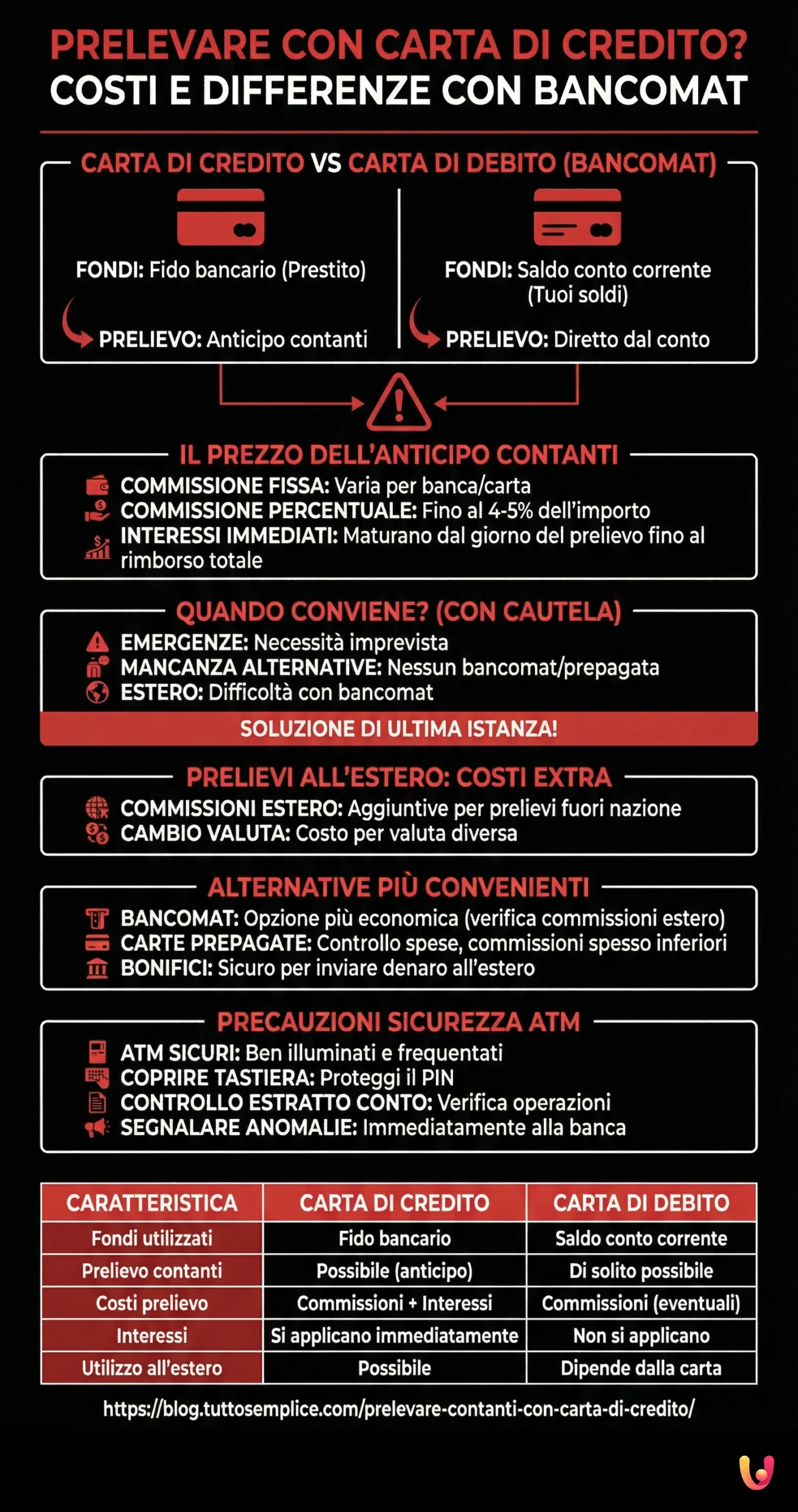 &iquest;Retirar dinero con tarjeta de cr&eacute;dito? Costes y diferencias con la tarjeta de d&eacute;bito - Infograf&iacute;a resumen