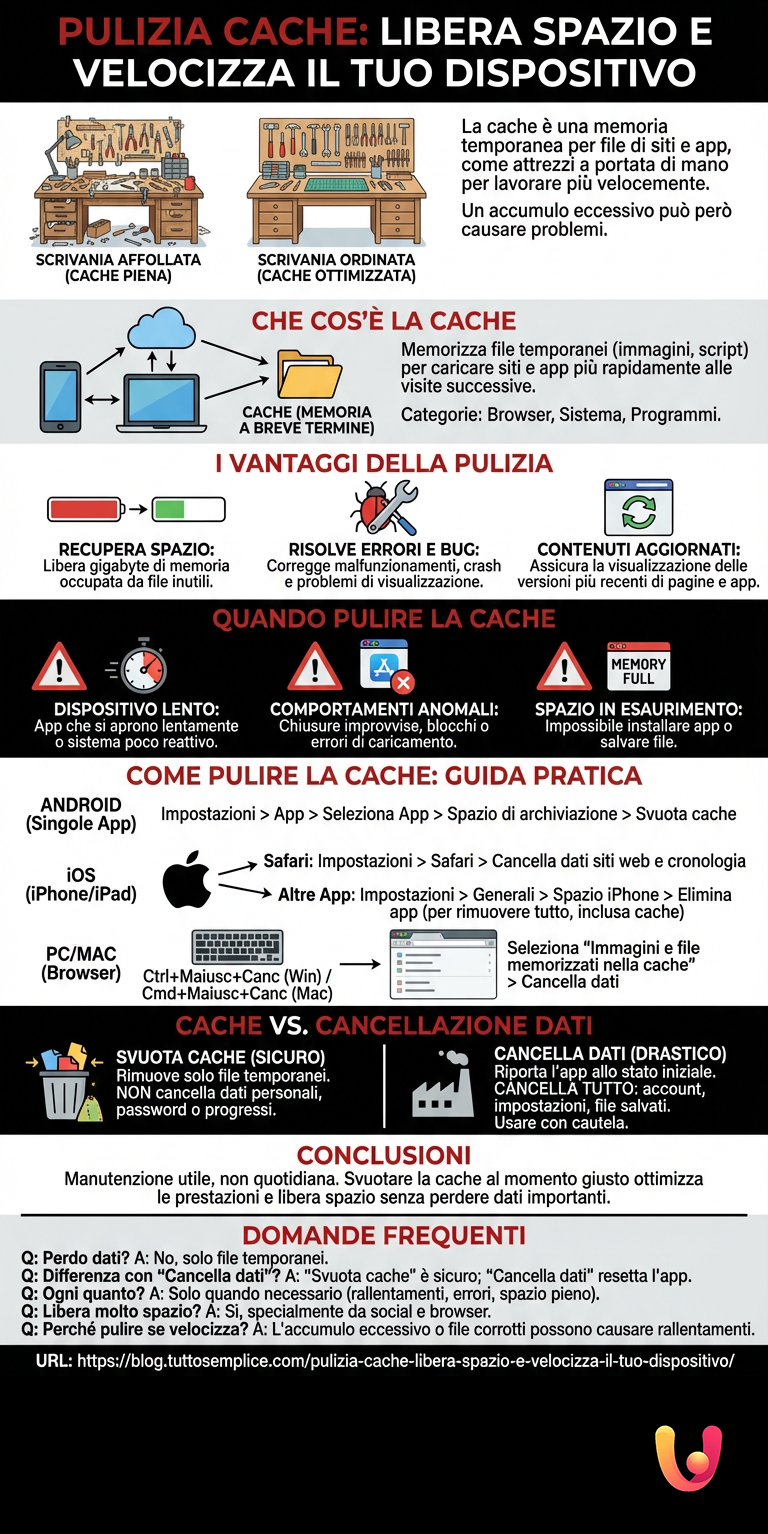 Infografia: Limpeza de Cache: Liberte Espaço e Acelere o Seu Dispositivo Limpeza de Cache: Liberte Espaço e Acelere o Seu Dispositivo - Infografia de resumo