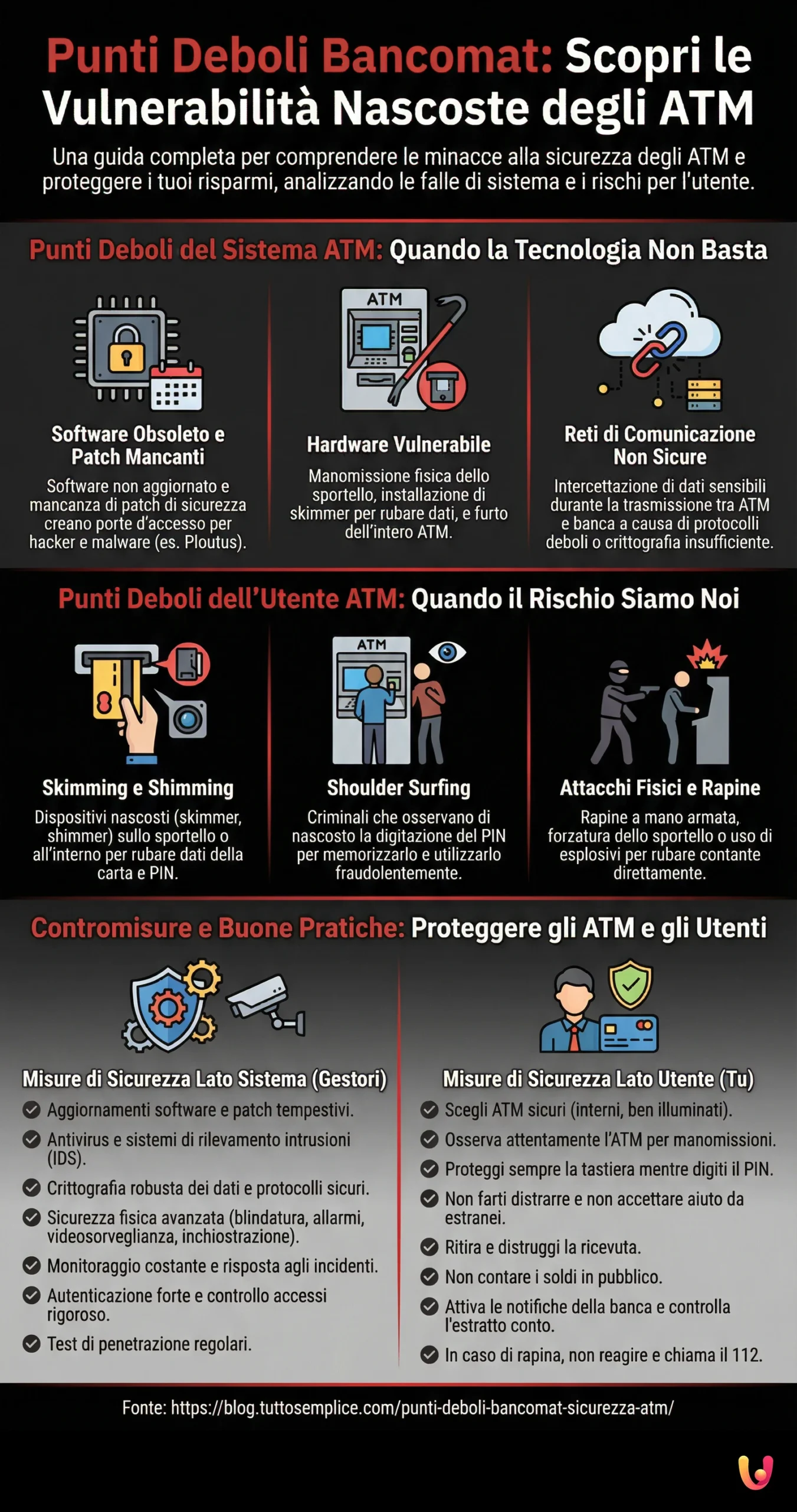 Puncte Slabe Bancomat: Descoperă Vulnerabilitățile Ascunse ale ATM-urilor - Infografic rezumativ