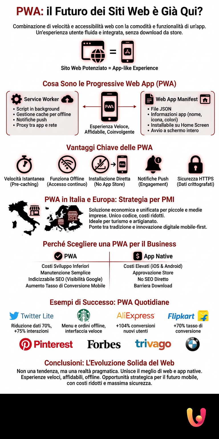 PWA: il Futuro dei Siti Web &egrave; Gi&agrave; Qui? - Infografica riassuntiva